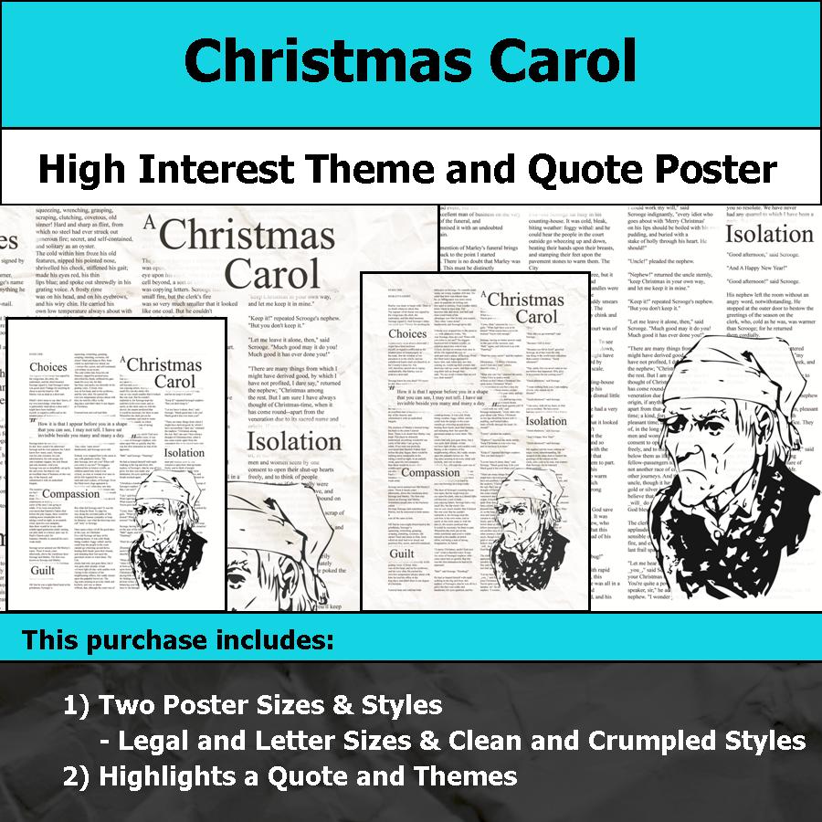 Christmas Carol - Visual Theme and Quote Poster for Bulletin Boards